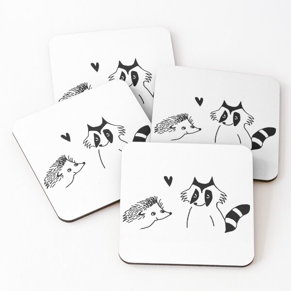 Item preview, hedgehog and raccoon drawing  designed and sold by dora6.
