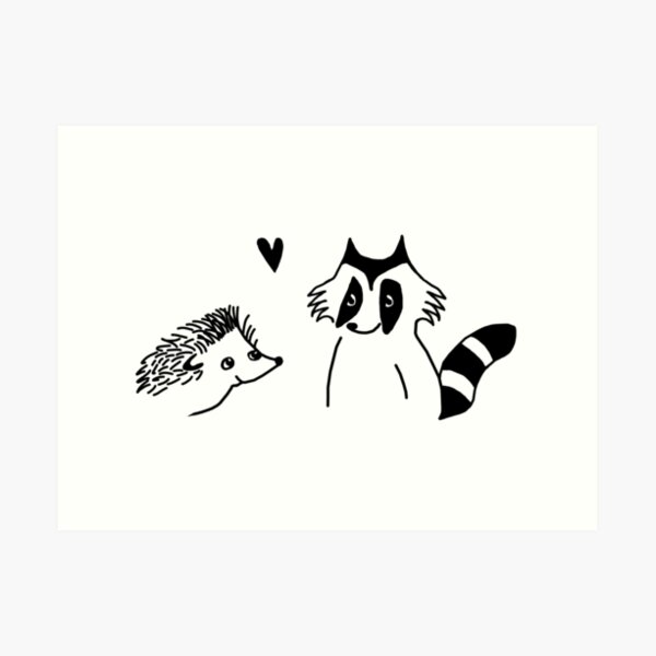 dessin hérisson et raton laveur Impression artistique