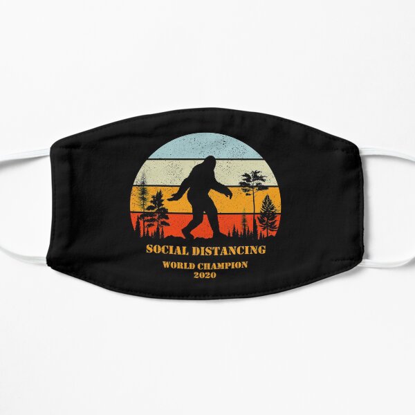 Social Distancing World Champion Bigfoot Yeti Sunset Flat Mask