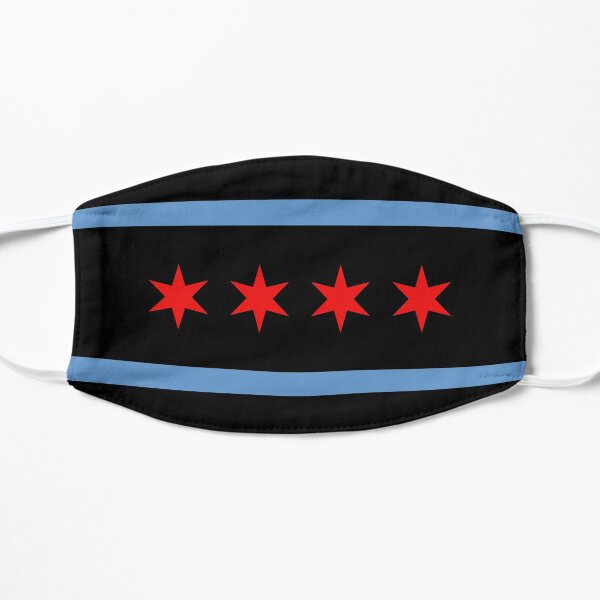 Chicago Flag in Black Flat Mask