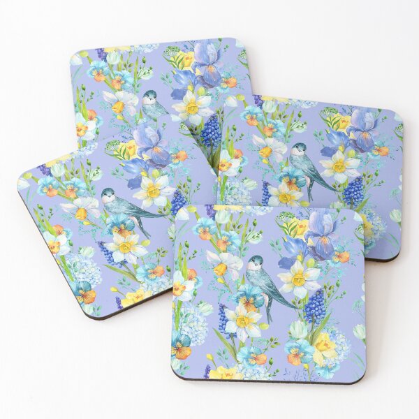 Item preview, daffodil, spring, bird, watercolor, blue, yellow designed and sold by mitrushova.