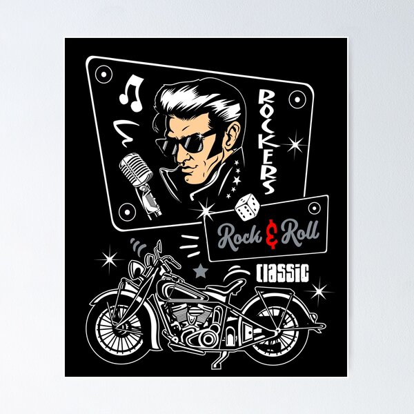 Rockabilly Greaser Girl on Motorcycle Canvas Art