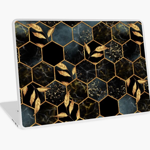 Item preview, Marble hexagon pattern with golden leaves designed and sold by Gribanessa.