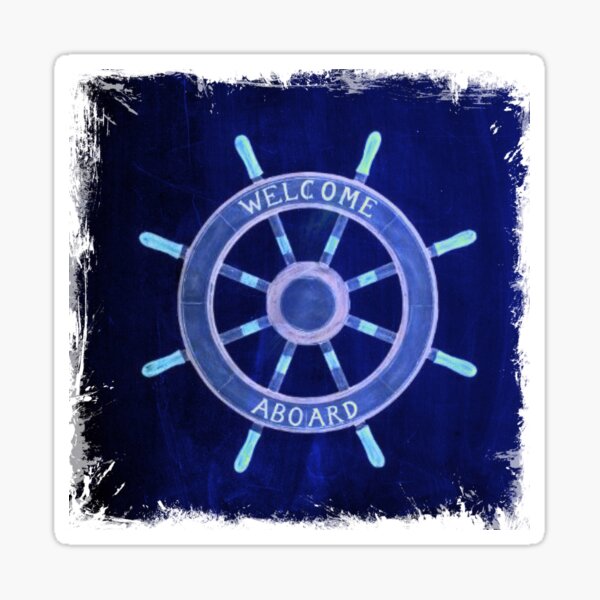 Item preview, chic rustic beach fashion navy blue Ship Wheel nautical designed and sold by LEILA ART SPACE.