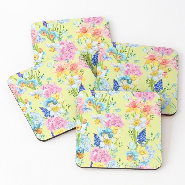 Item preview, flowers, spring, pink, watercolor, blue, yellow designed and sold by mitrushova.