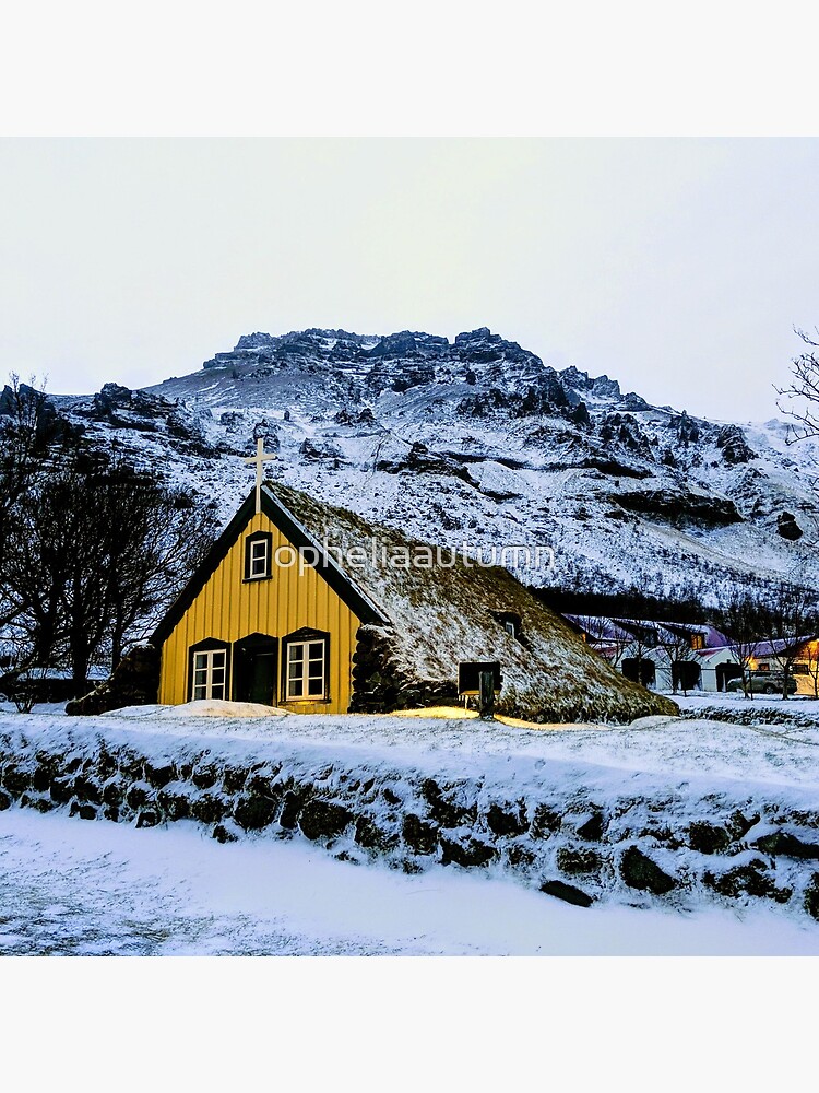 Hofskirkja Turf Church in December by opheliaautumn