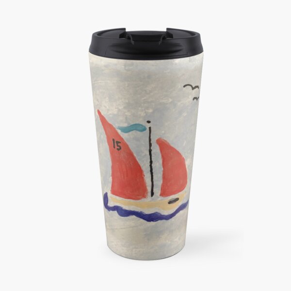 Red Sails on a Little Racing Boat Travel Mug