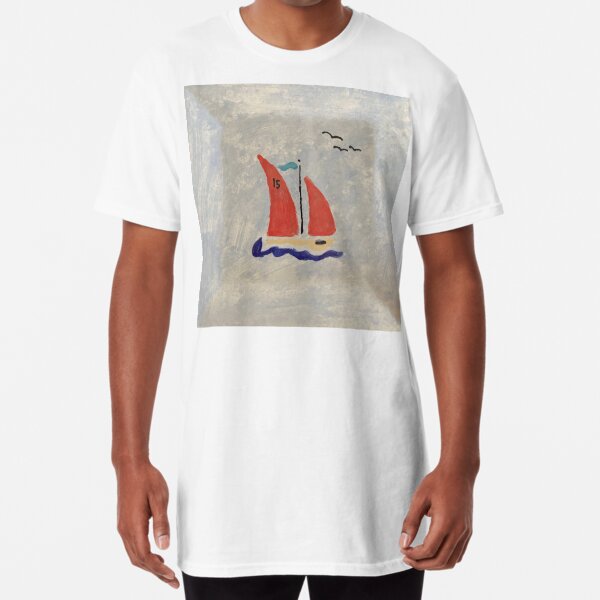 Red Sails on a Little Racing Boat Long T-Shirt