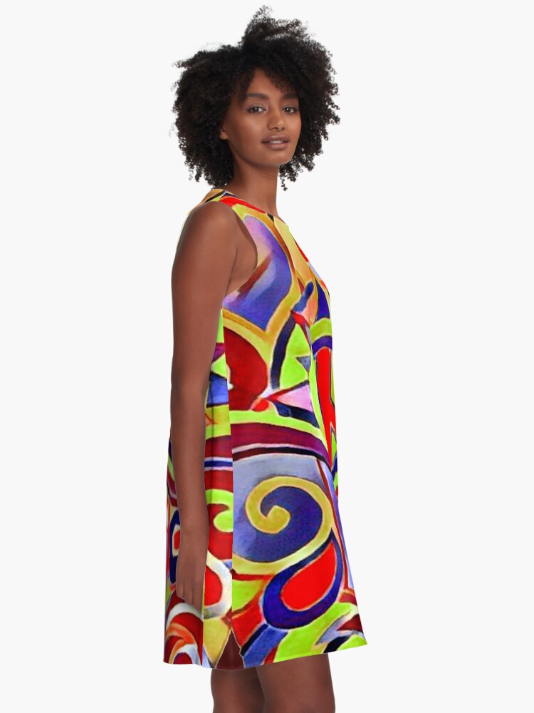 Alternate view of Hippy Retro Peace Art A-Line Dress