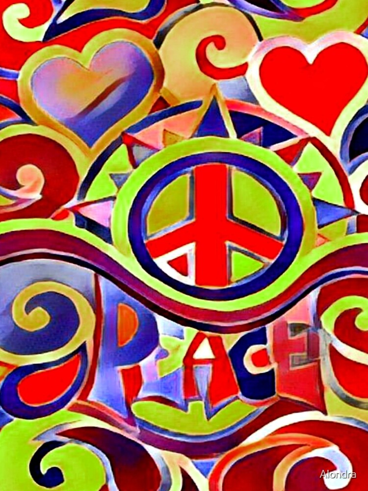Hippy Retro Peace Art by Alondra