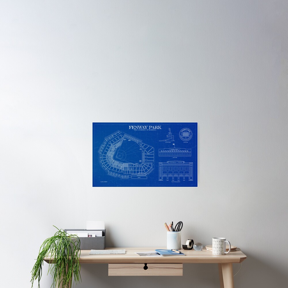 Fenway Park. The Cathedral of Baseball. Blueprint Poster