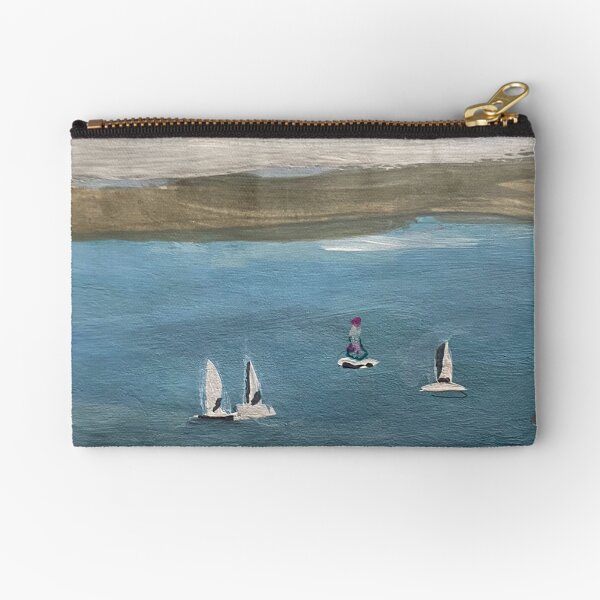 Sailing Boats on a Calm Sea at Shanklin Isle of Wight Zipper Pouch