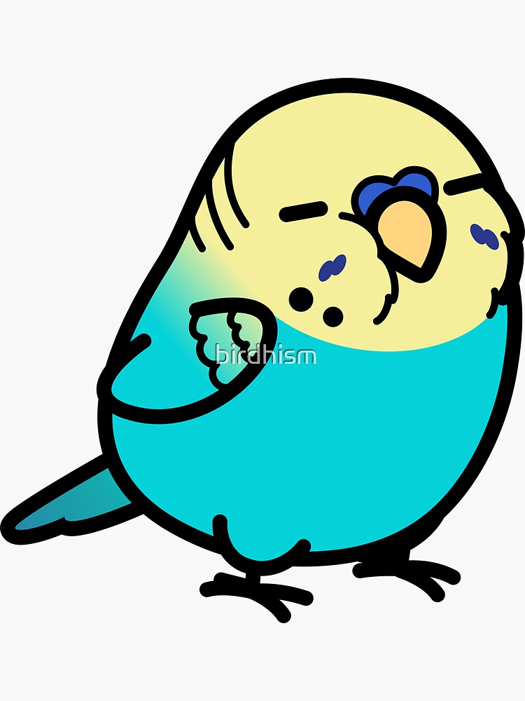 Chubby Sky Blue Yellow-headed Budgie Sticker for Sale by birdhism