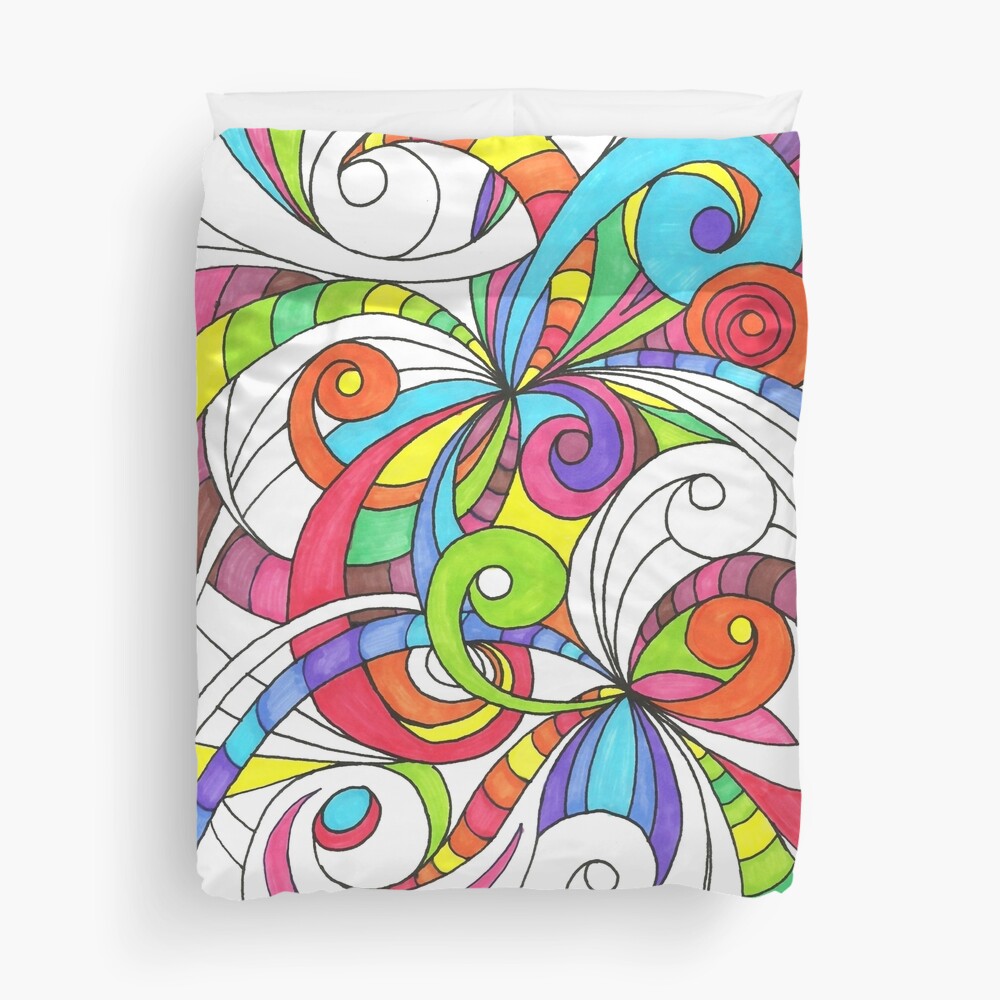 "Floral Doodle Drawing" Duvet Cover for Sale by Medusa81 Redbubble