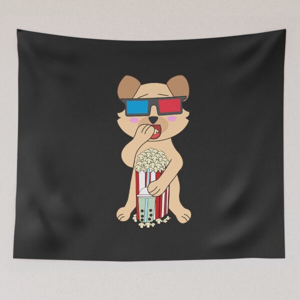 Item preview, Kawaii dog watching movies and eating popcorn designed and sold by Ralph Hossepian.