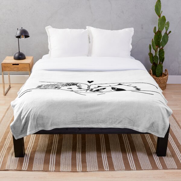 hedgehog and raccoon drawing Throw Blanket