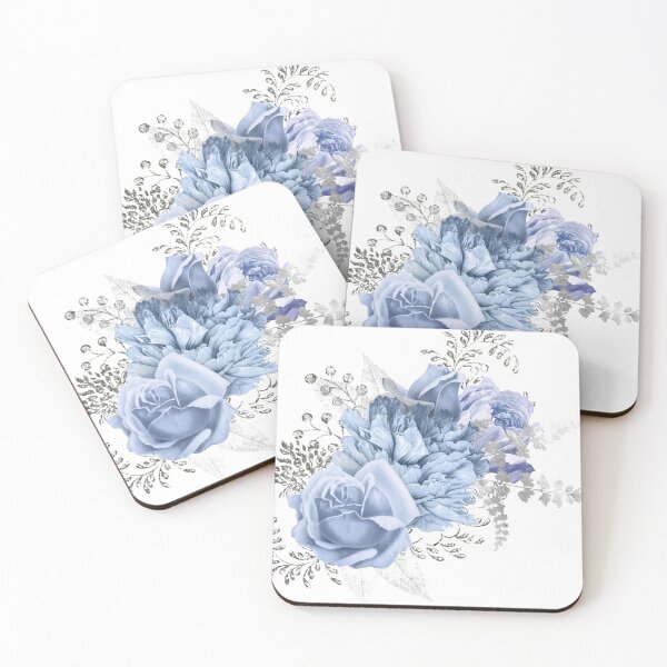 Item preview, Blue and Silver Roses Floral Bouquet designed and sold by digitalvintage.