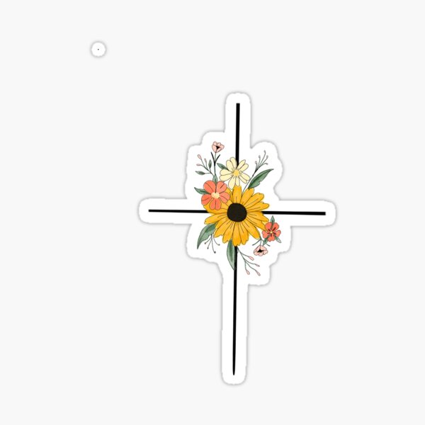 Dainty Flower Cross Sticker