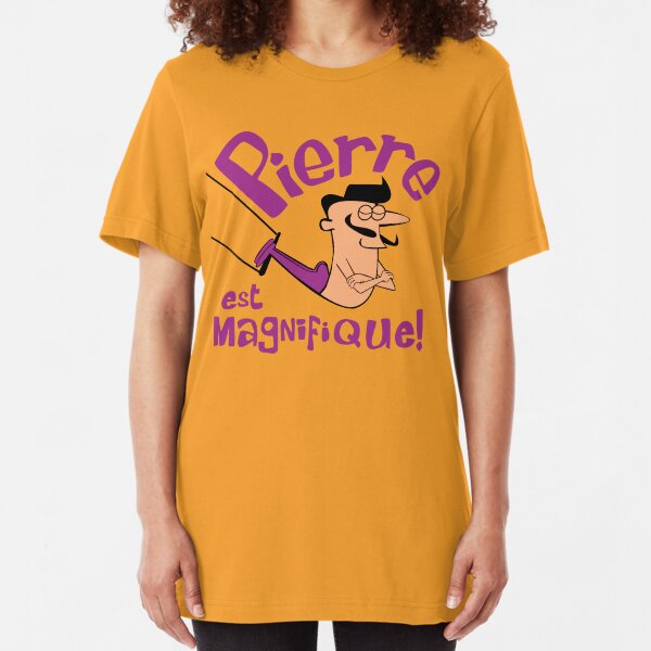 Pierre est Magnifique - cartoon drawing of trapeze artist with handsome mustache Slim Fit T-Shirt