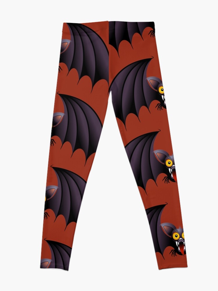Alternate view of Bat Cartoon Happy Halloween Leggings