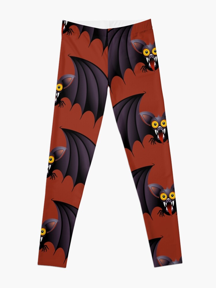 Alternate view of Bat Cartoon Happy Halloween Leggings
