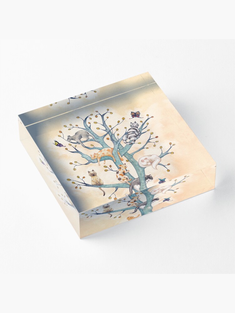 Alternate view of The tree of cat life Acrylic Block