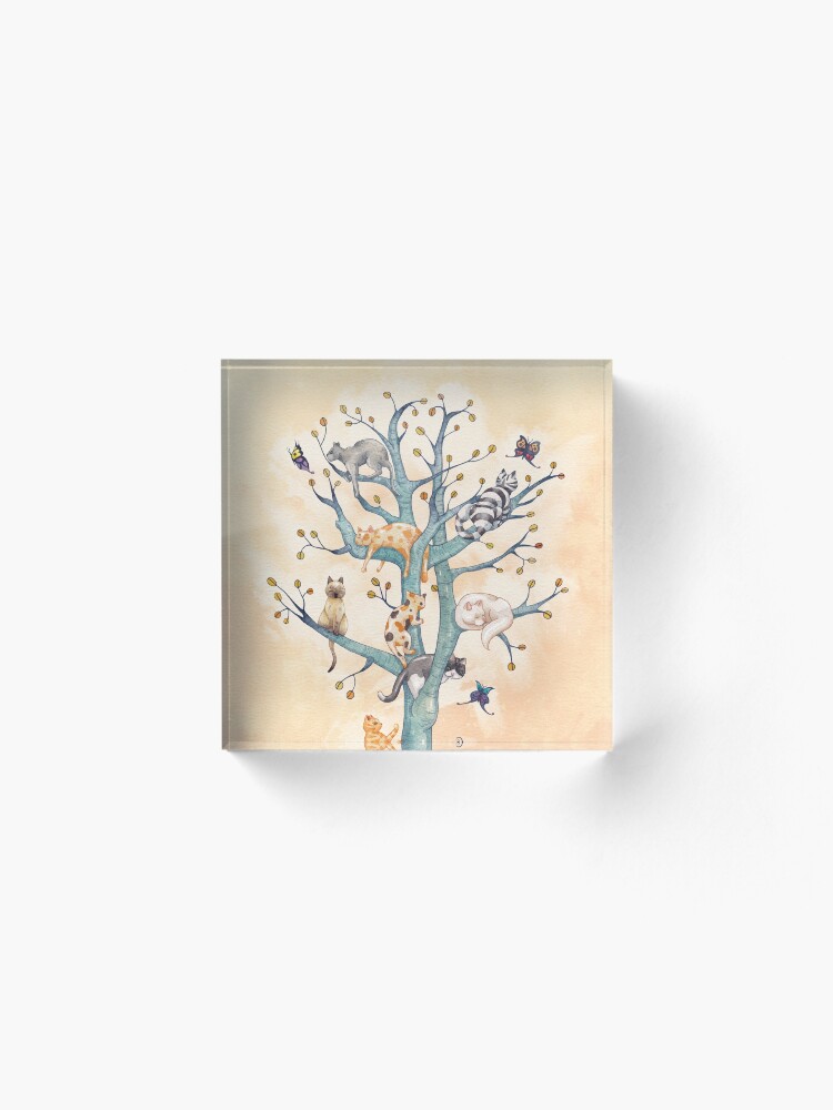 Alternate view of The tree of cat life Acrylic Block