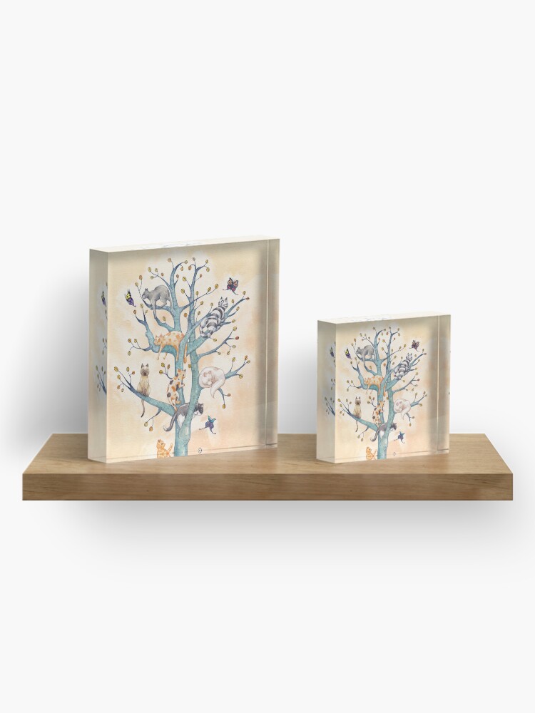 Alternate view of The tree of cat life Acrylic Block