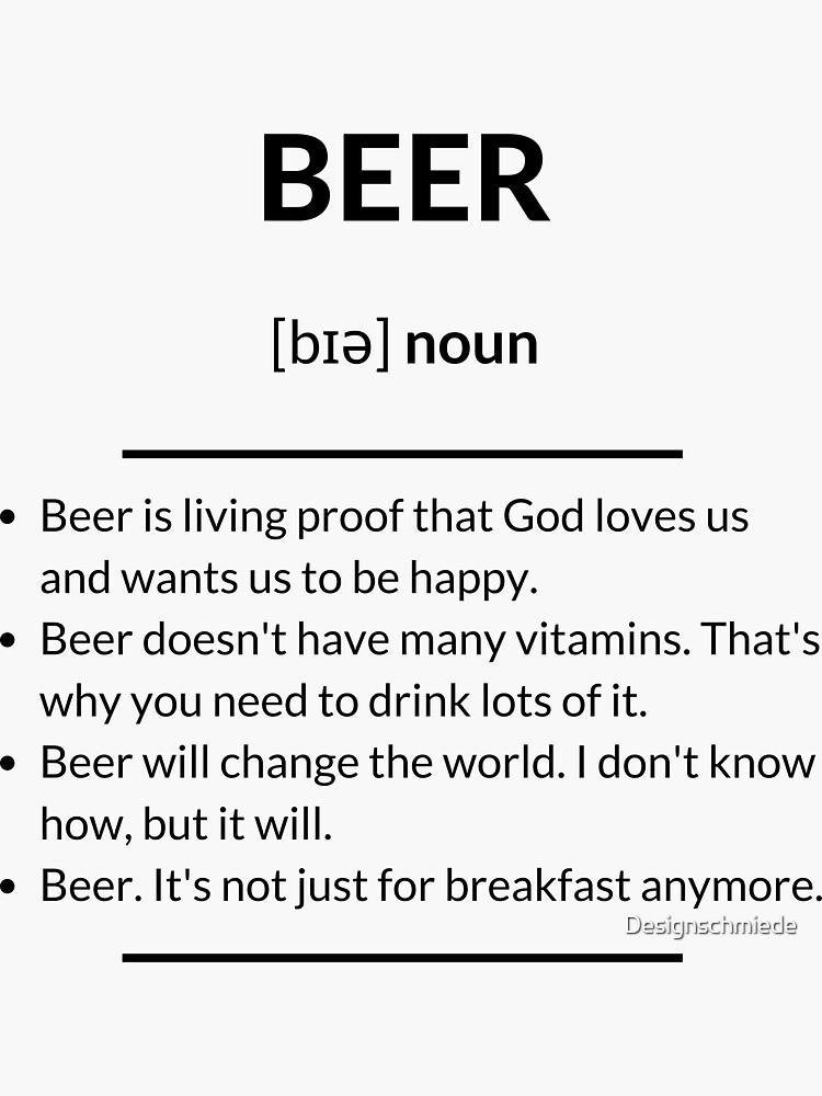 "Beer Definition | Dictionary Collection" Sticker by Designschmiede