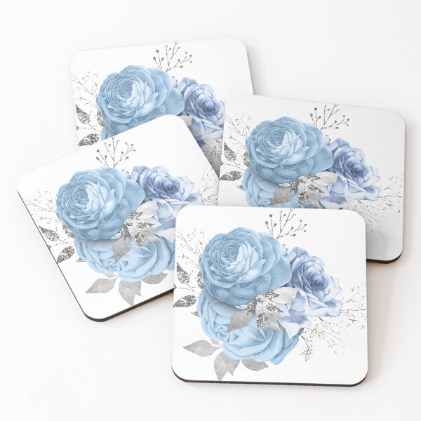 Item preview, Blue and Silver Roses Floral Bouquet designed and sold by digitalvintage.