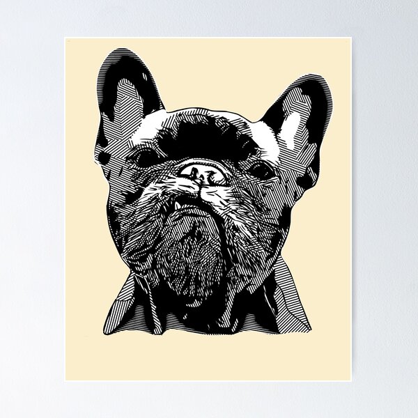 Item preview, French bulldog geometric black white designed and sold by Collagedream.