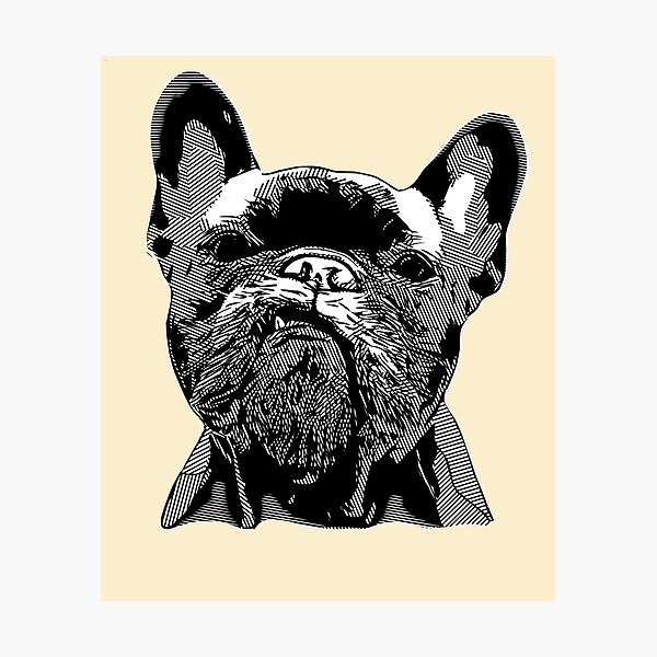 Item preview, French bulldog geometric black white designed and sold by Collagedream.