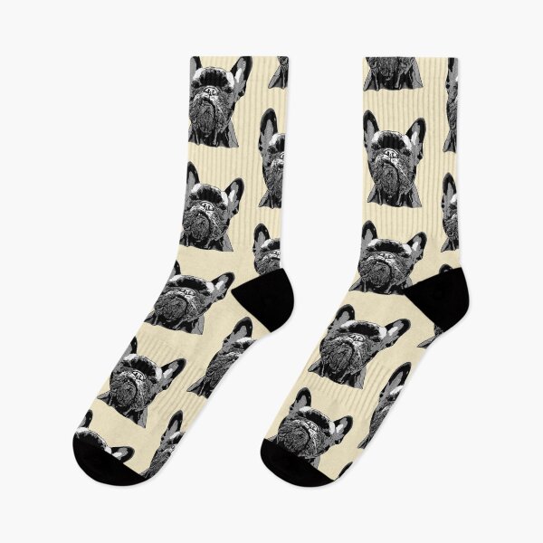 Item preview, French bulldog geometric black white designed and sold by Collagedream.
