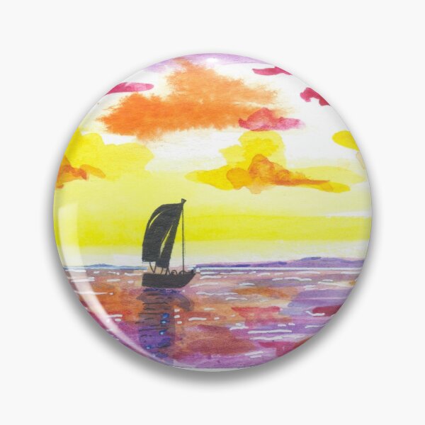 Item preview, Sunset and Boat  Watercolor #4 designed and sold by BreonBliss.