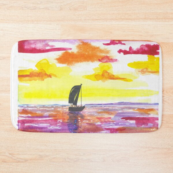 Item preview, Sunset and Boat  Watercolor #4 designed and sold by BreonBliss.