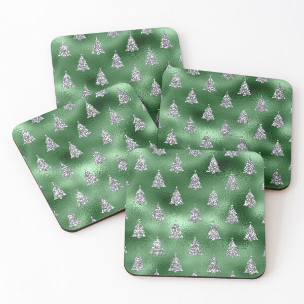 Item preview, Green Foil and Silver Christmas Tree Christmas Glam Design Pattern designed and sold by digitalvintage.