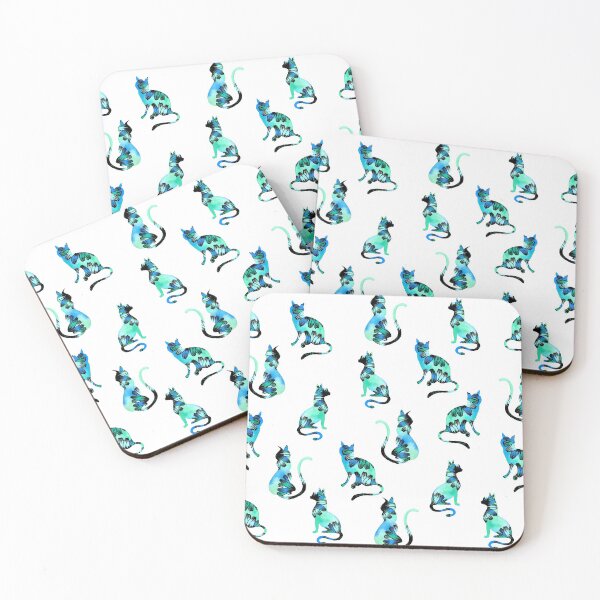 Item preview, Teal Blue Floral Crazy Cats designed and sold by Maitri-Sanghvi1.