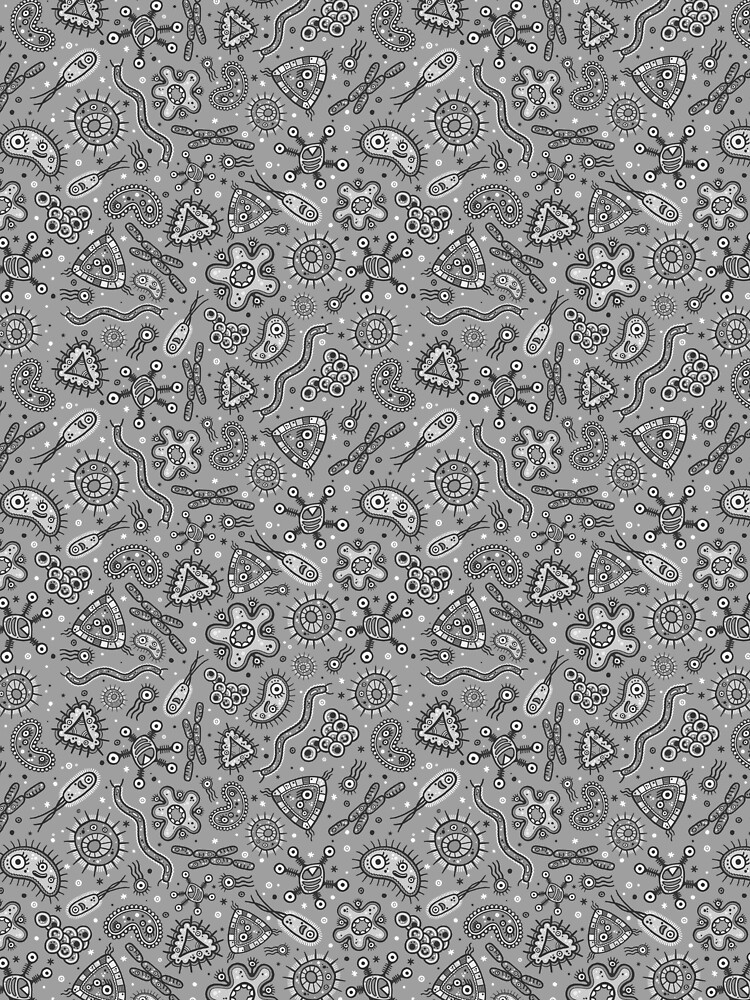 Cartoon Microbes - Grey / Gray by chayground