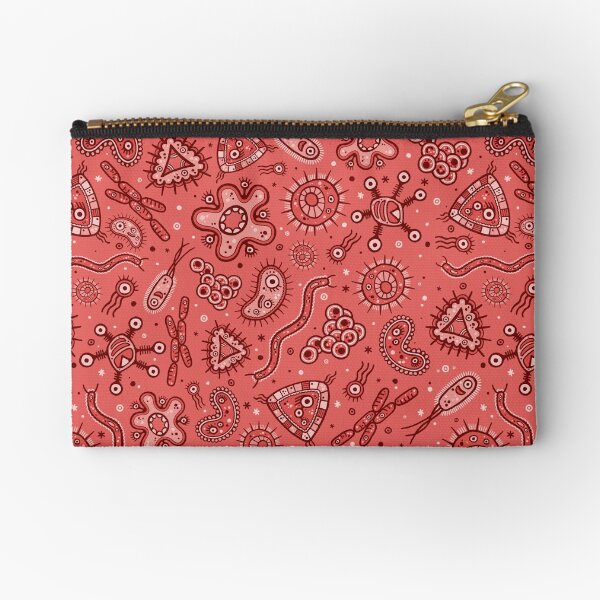 Cartoon Microbes - Red / Pink Zipper Pouch