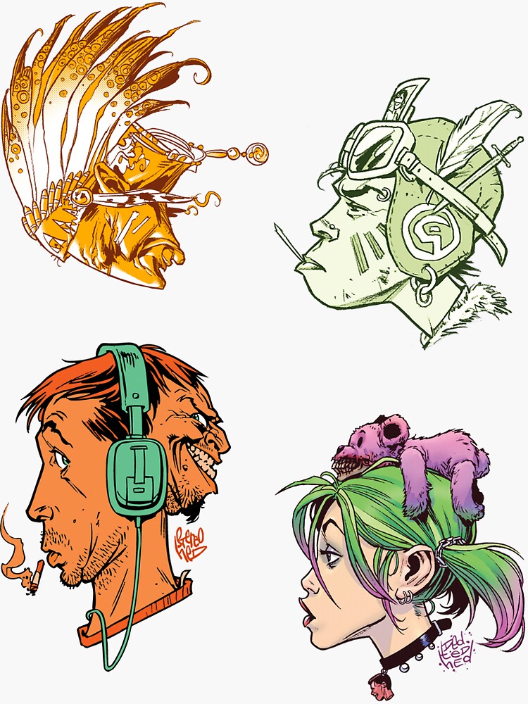 "Heads Sticker Collection" Sticker by krisvahl Redbubble