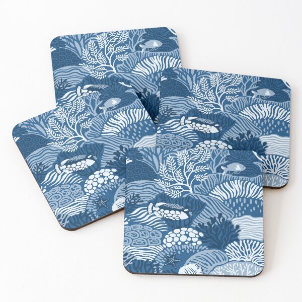 Item preview, Coral Reef in Classic Blue designed and sold by Iker Paz Studio.