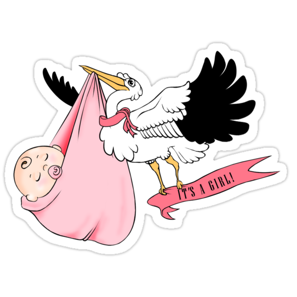 "Stork - It's a girl!" Stickers by trossi  Redbubble