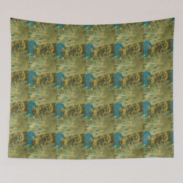 Item preview, Golden-blue abstract landscape designed and sold by bunlinked.