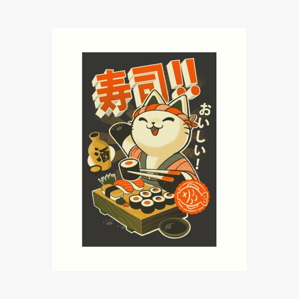 Item preview, Sushi Chef Cat - Funny Restaurant Kitty - Japanese Food designed and sold by BlancaVidal.