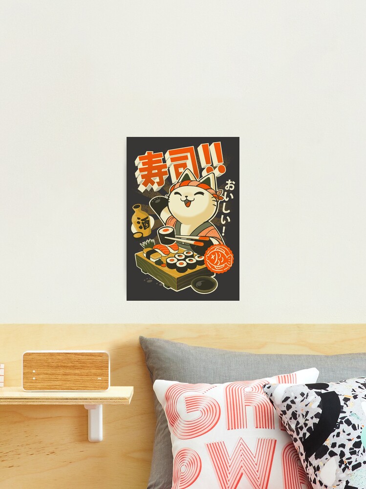 Thumbnail 2 of 3, Photographic Print, Sushi Chef Cat - Funny Restaurant Kitty - Japanese Food designed and sold by BlancaVidal.