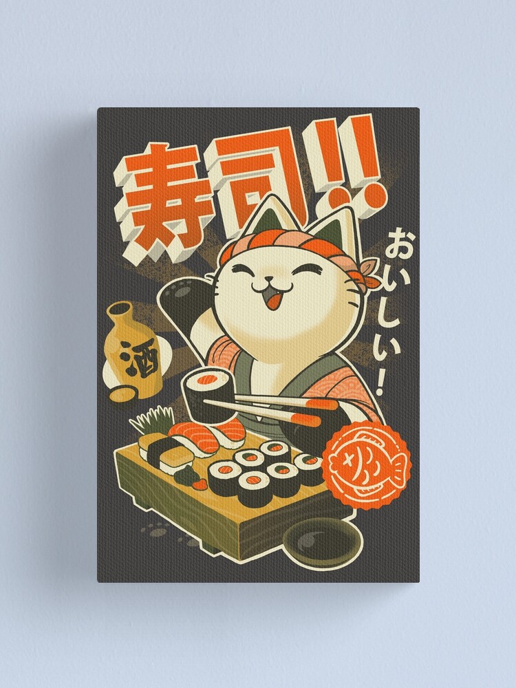 Alternate view of Sushi Chef Cat - Funny Restaurant Kitty - Japanese Food Canvas Print