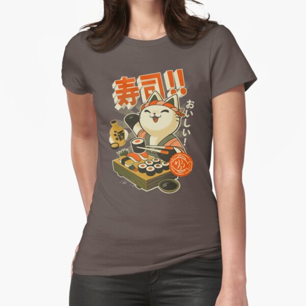 Sushi Chef Cat - Funny Restaurant Kitty - Japanese Food Fitted T-Shirt