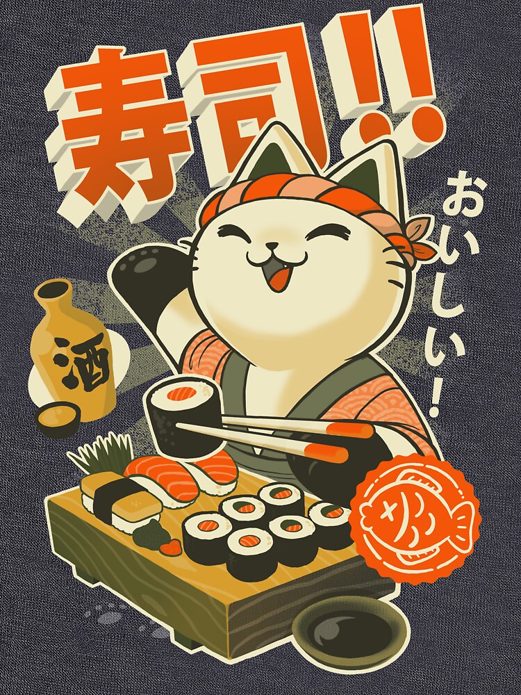 Thumbnail 5 of 5, Lightweight Hoodie, Sushi Chef Cat - Funny Restaurant Kitty - Japanese Food designed and sold by BlancaVidal.