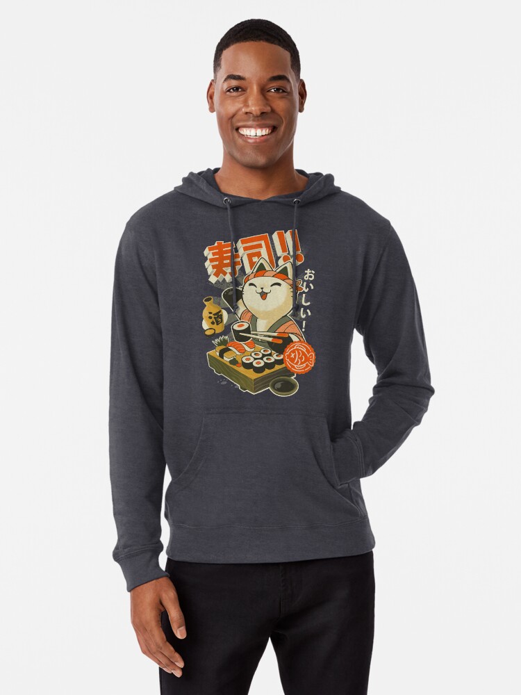 Thumbnail 1 of 5, Lightweight Hoodie, Sushi Chef Cat - Funny Restaurant Kitty - Japanese Food designed and sold by BlancaVidal.