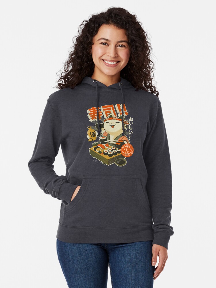 Thumbnail 2 of 5, Lightweight Hoodie, Sushi Chef Cat - Funny Restaurant Kitty - Japanese Food designed and sold by BlancaVidal.